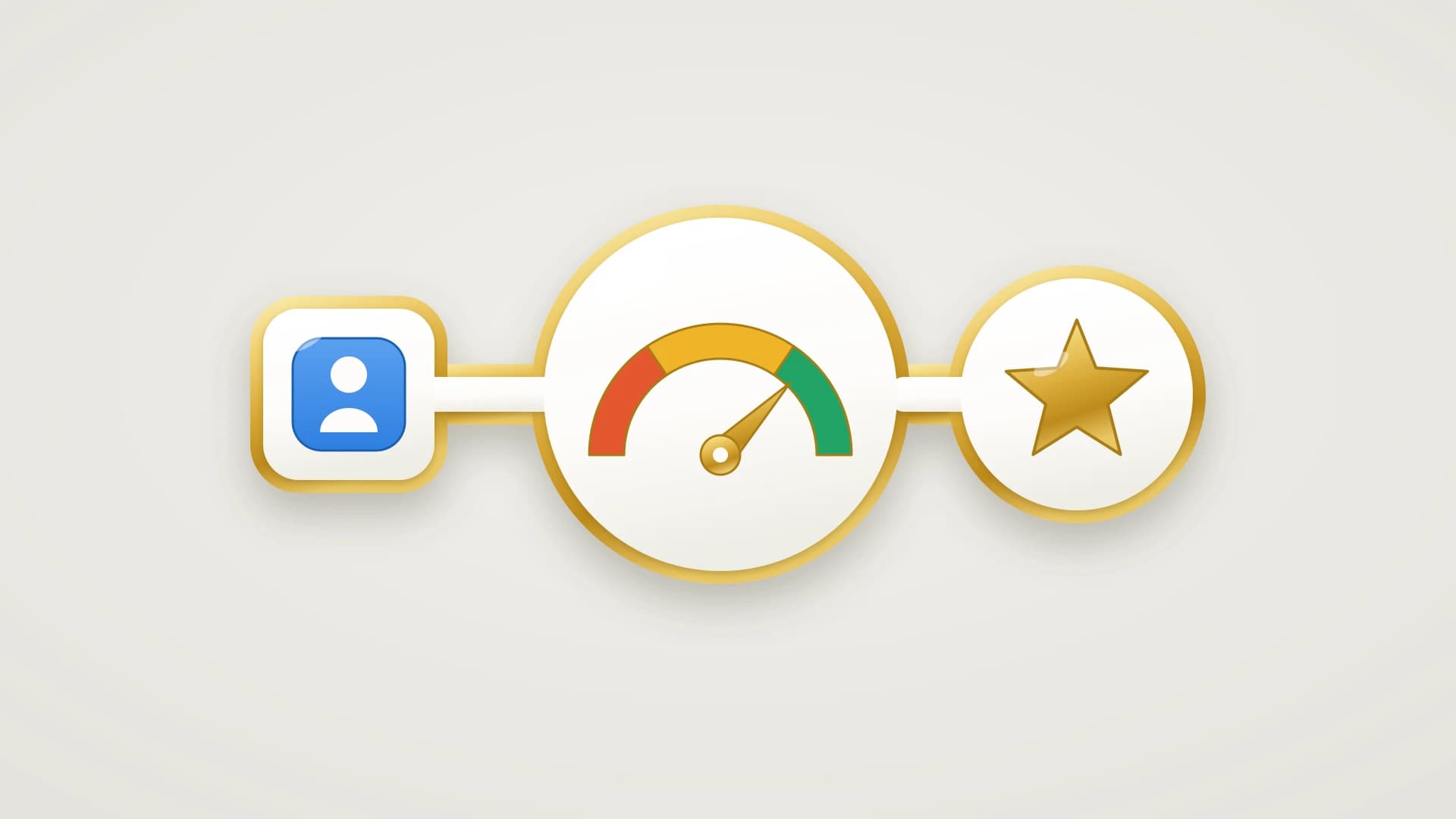 An enamel pin badge showing a contact, a scoring gauge with the needle in the green band, and a gold star