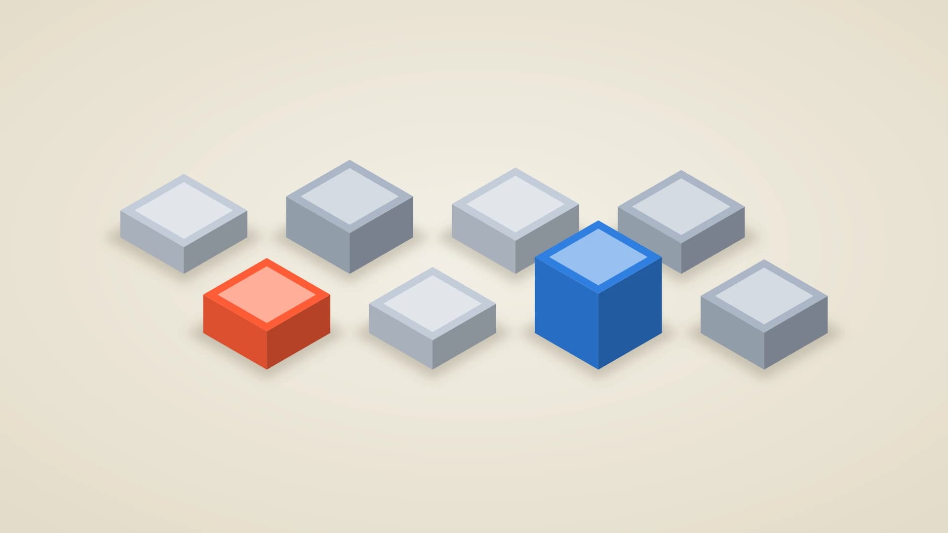 An isometric illustration of a field of CRM platforms at different heights, with two standing out from the rest